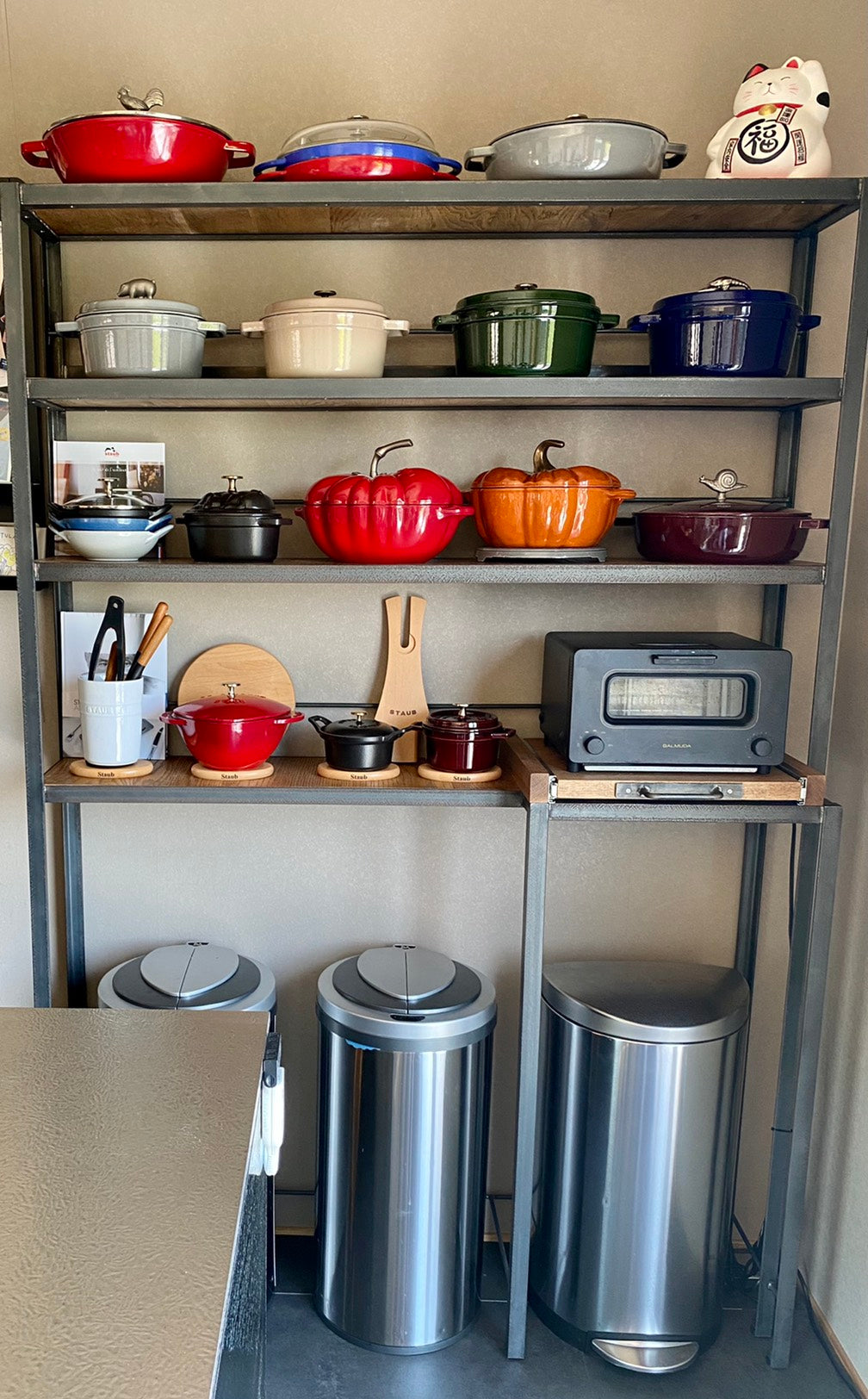 フルオーダー無垢アイアンシェルフ 収納棚 スライド棚 キッチンシェルフ 収納