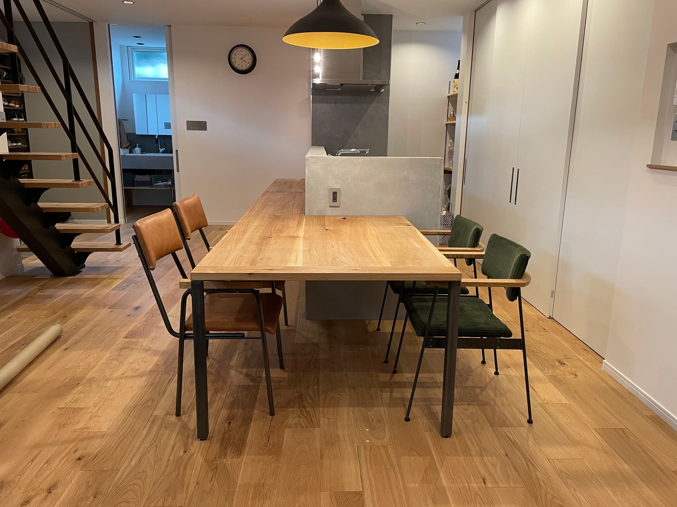 w-004 カウンター一体型ダイニングテーブル / ダイニングアームチェア