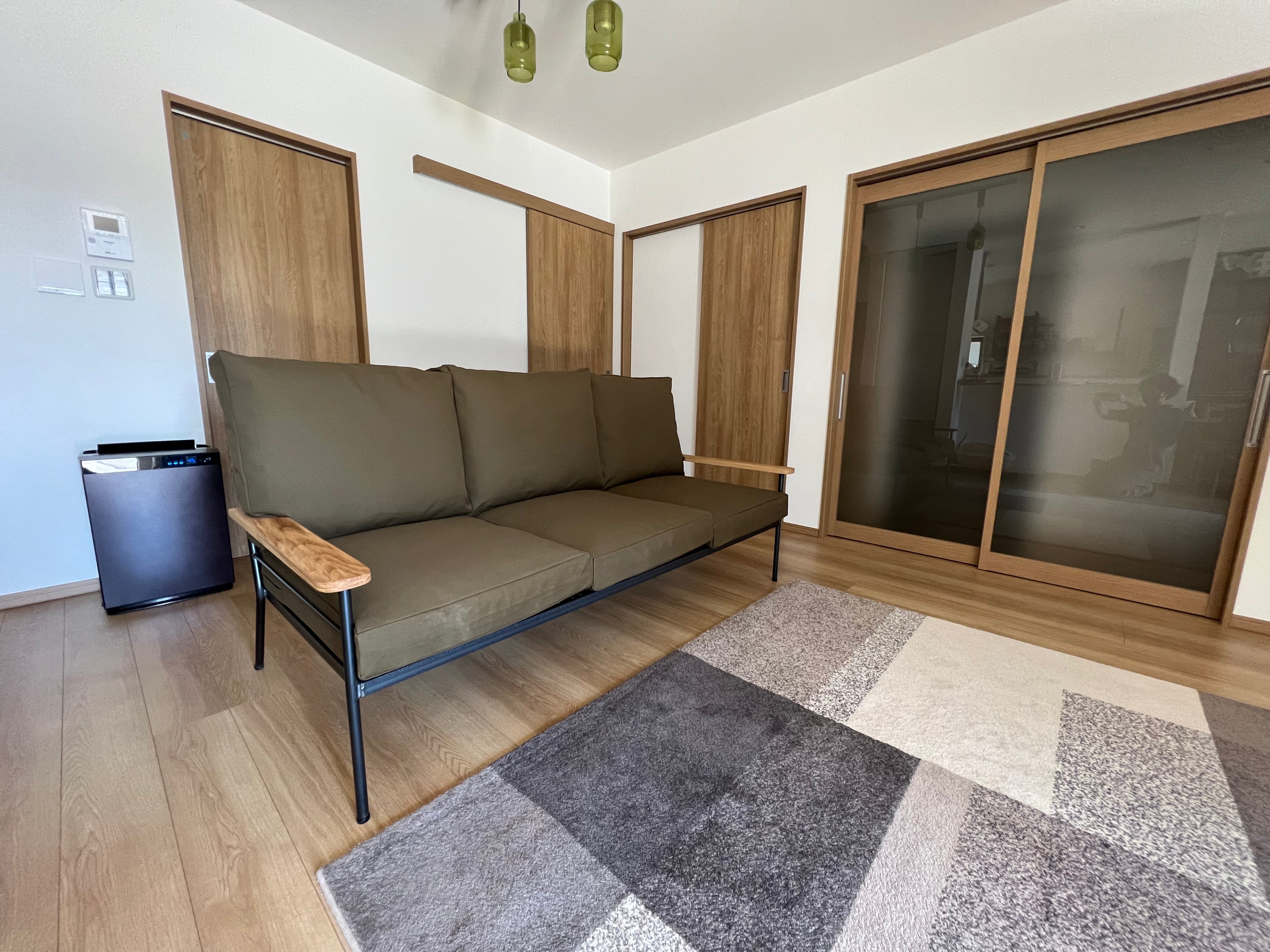 無垢アイアンソファ 帆布 クッション 3人掛け