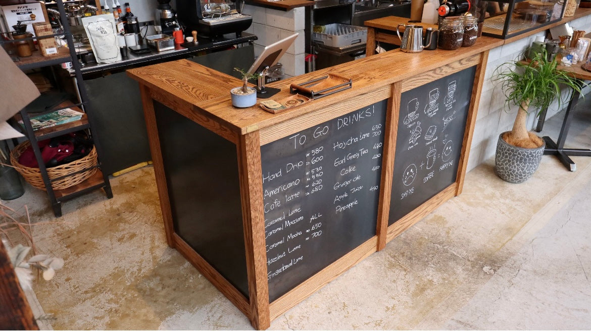 無垢アイアンレジカウンター オーク無垢材 フルオーダー