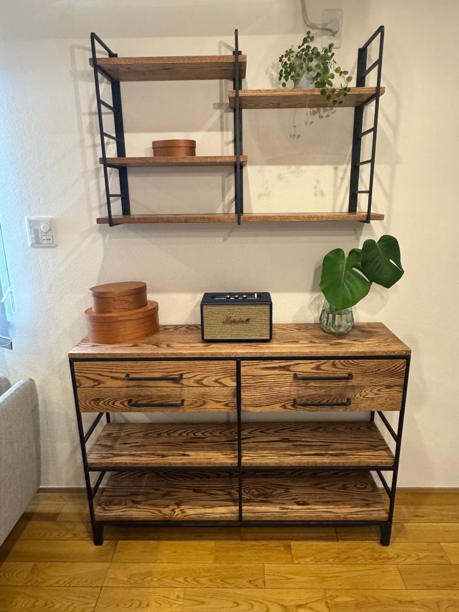 w-159 オークシェルフ チェスト キッチン収納