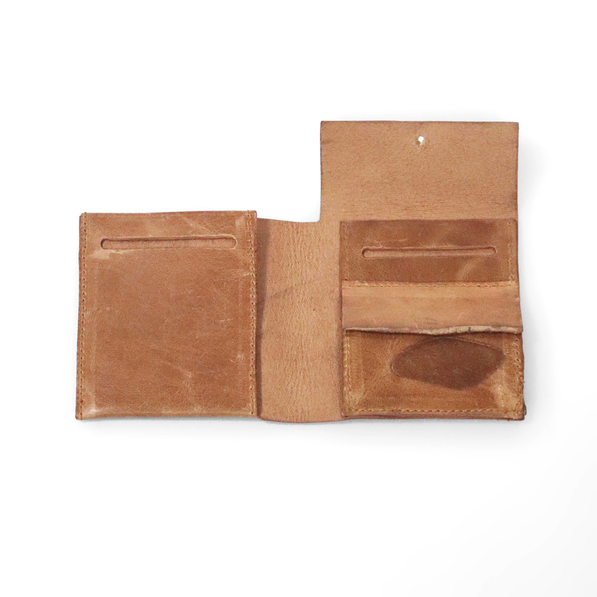 【SALE】レザー二つ折り財布 - カフェオレ