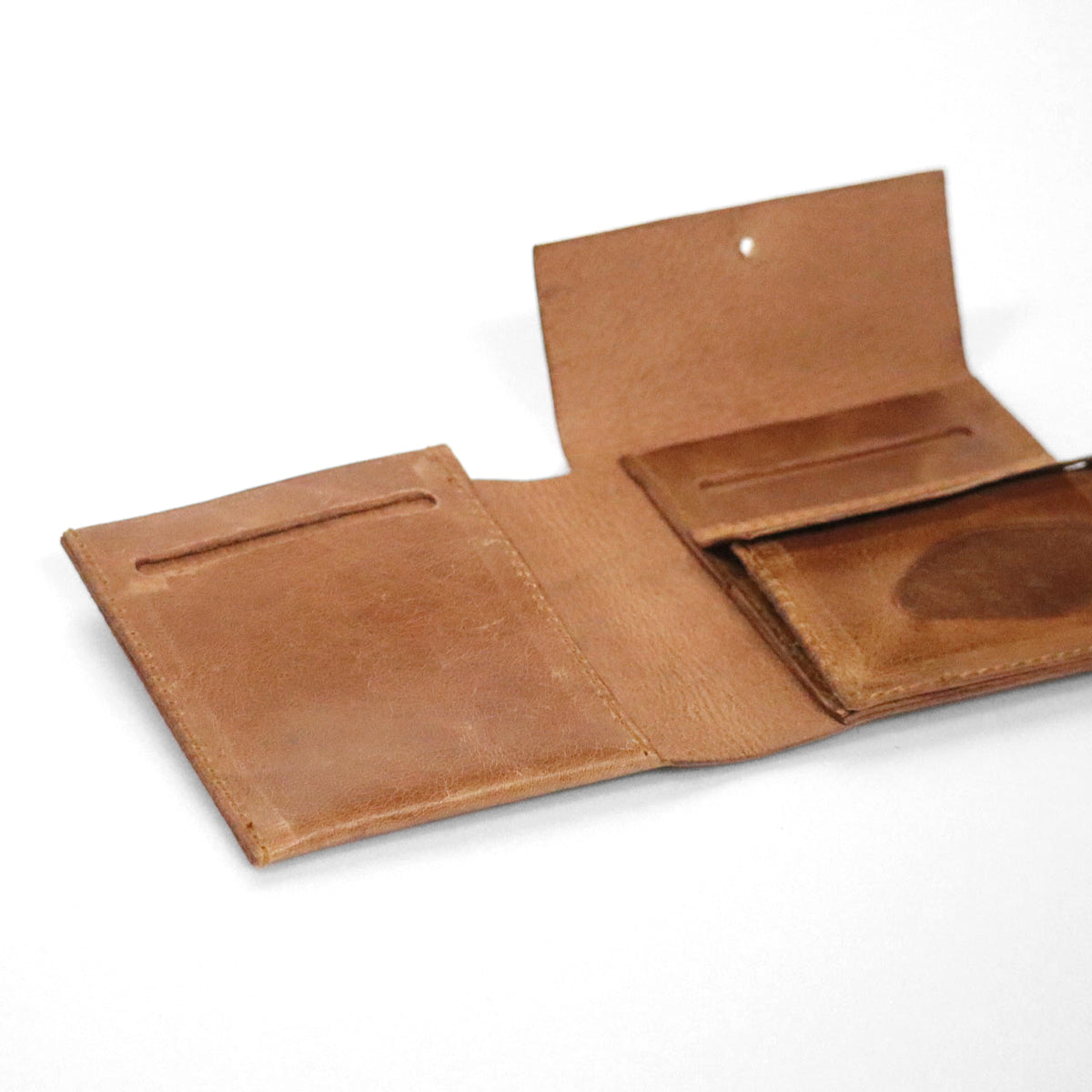 【SALE】レザー二つ折り財布 - カフェオレ