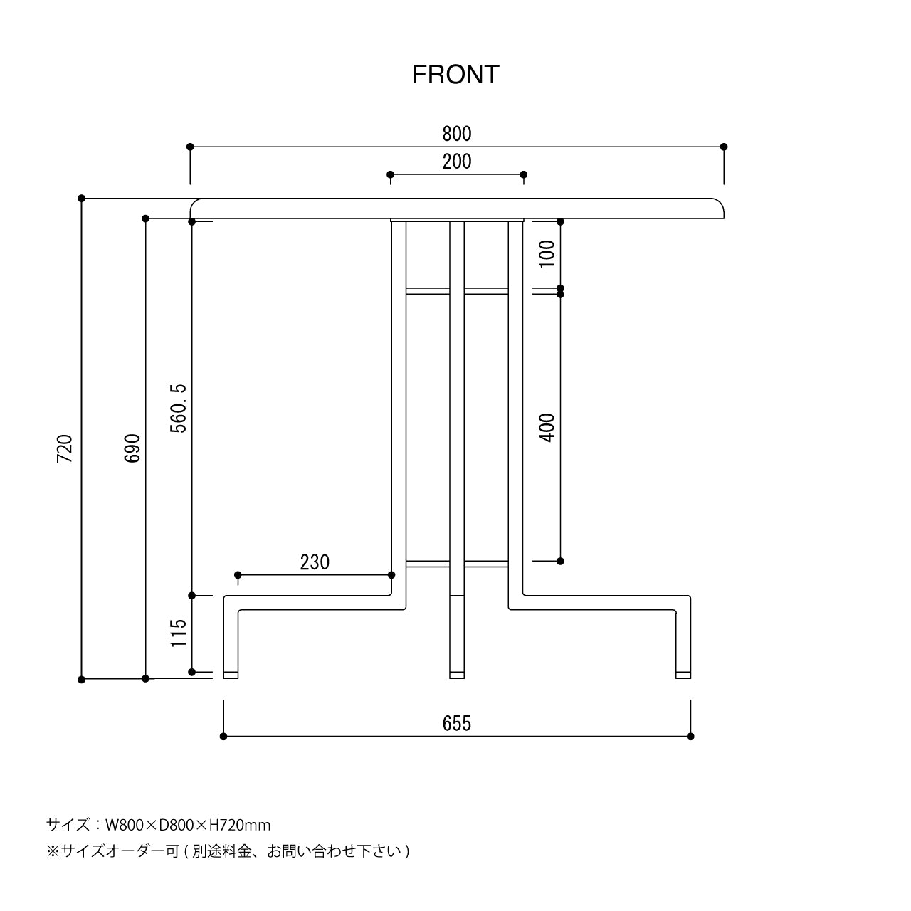 無垢材とアイアンのラウンドテーブル、カフェテーブル、リビングテーブル、Baum Order Furniture