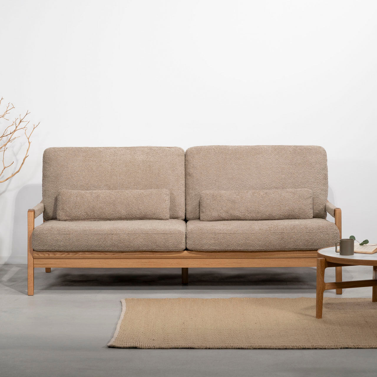 Fennel Sofa ソファ ソファー 二人掛け リビング 寝室 リラックス ブークレ クロスレザー スチール 天然木 家具