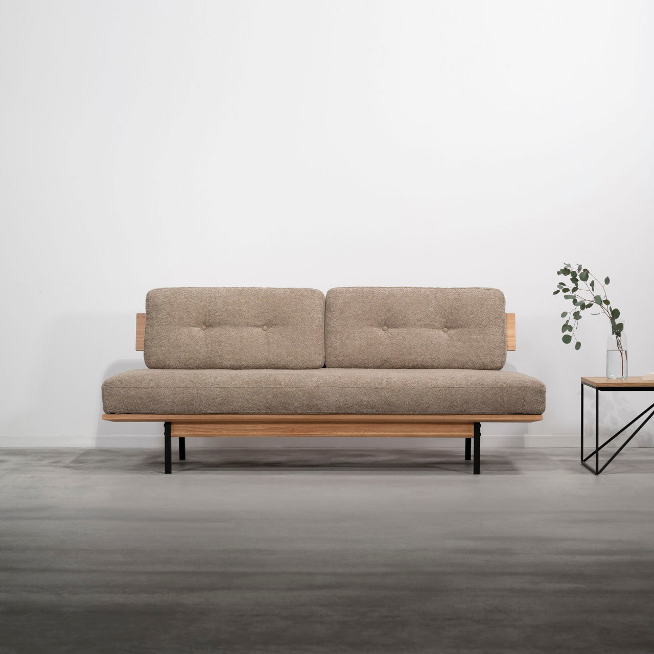 Myrtle Sofa ソファ ソファー 二人掛け アームレス リビング 寝室 リラックス ブークレ クロスレザー スチール 天然木 家具