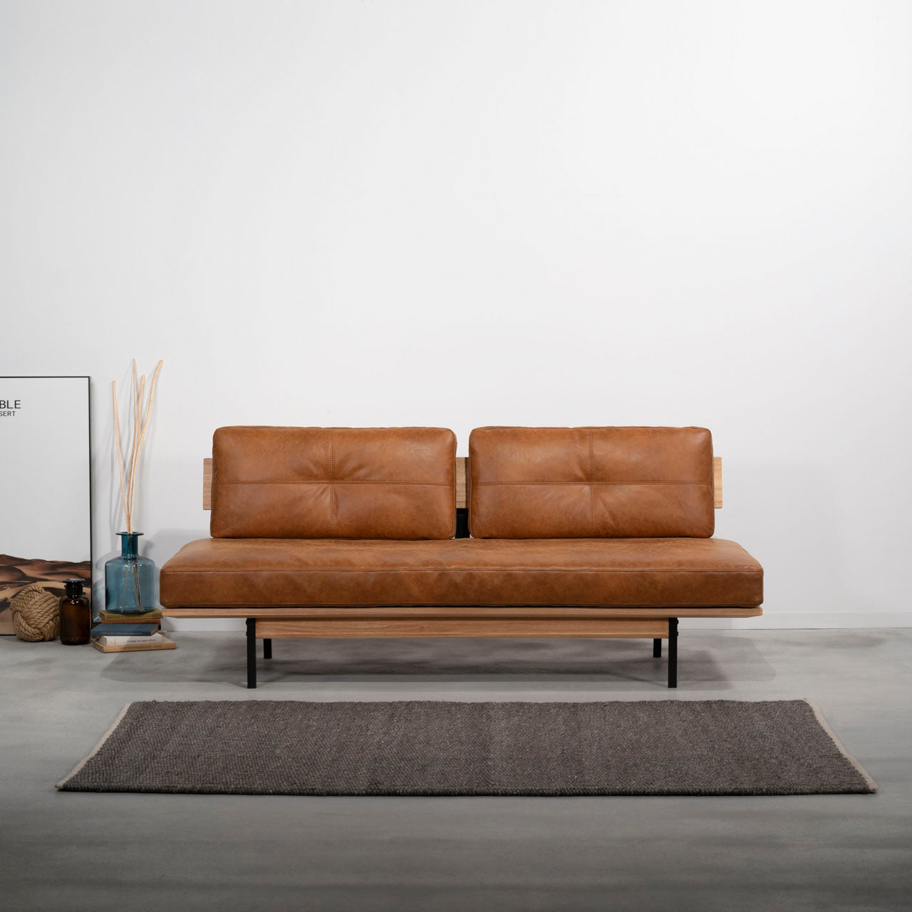 Myrtle Sofa ソファ ソファー 二人掛け アームレス リビング 寝室 リラックス ブークレ クロスレザー スチール 天然木 家具