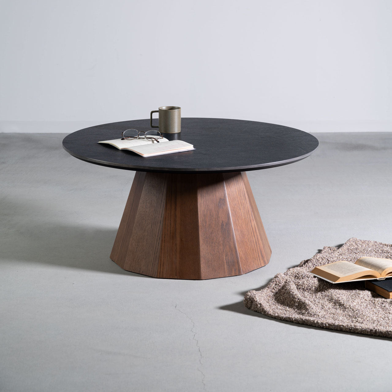 Parma Living Table リビングテーブル テーブル デスク セラミック天板 大理石調 ブラックストーン調 天然木 リビング カフェ サロン 店舗 家具