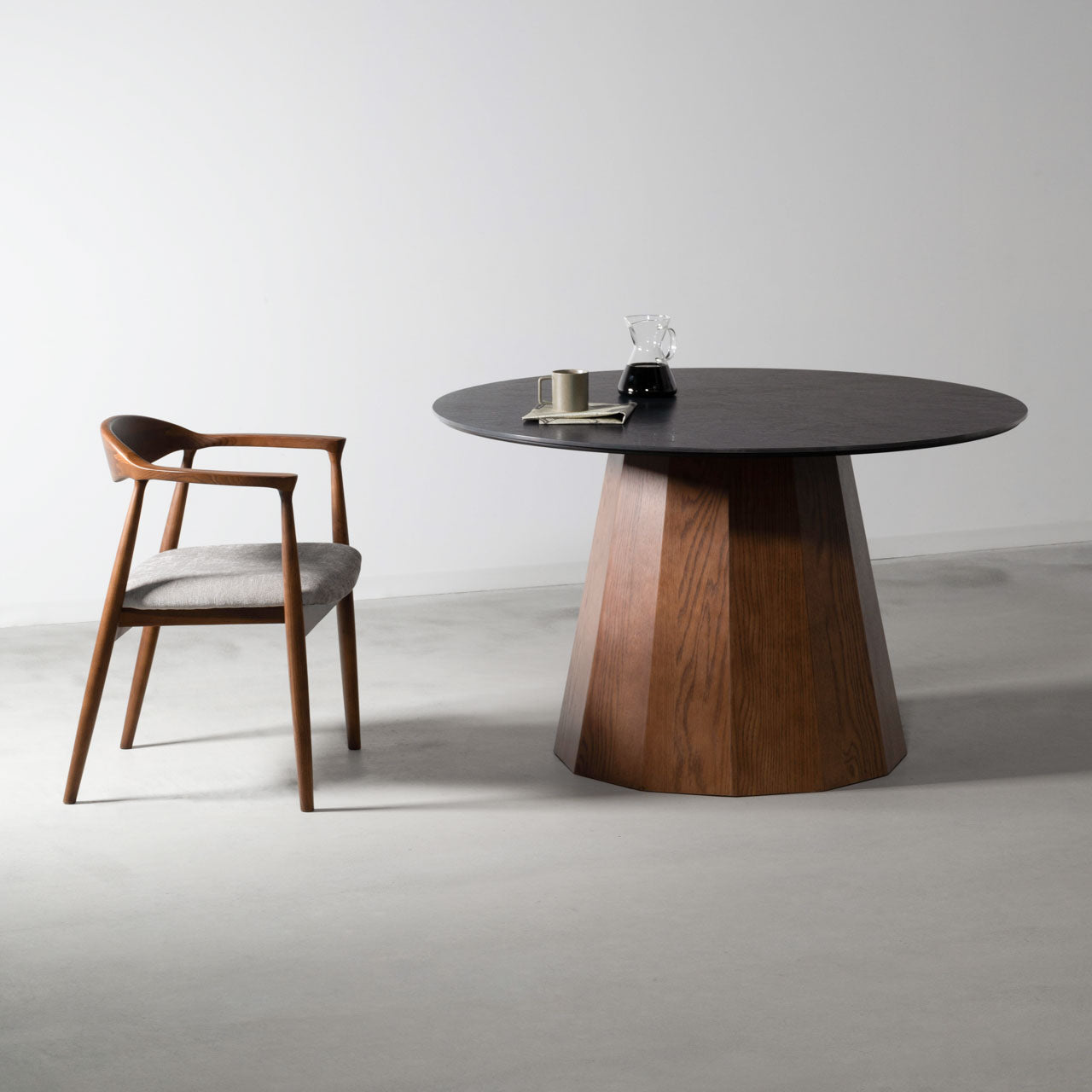 Parma Dining Table リビングテーブル テーブル デスク セラミック天板 大理石調 ブラックストーン調 天然木 リビング カフェ サロン 店舗 家具