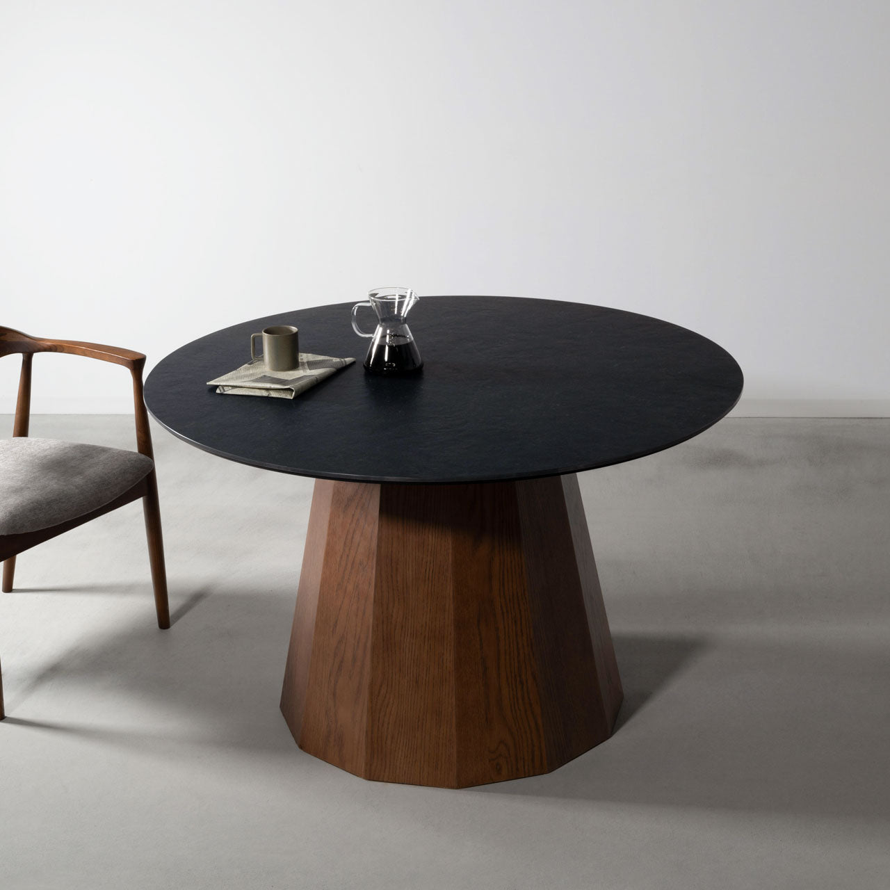 Parma Dining Table リビングテーブル テーブル デスク セラミック天板 大理石調 ブラックストーン調 天然木 リビング カフェ サロン 店舗 家具