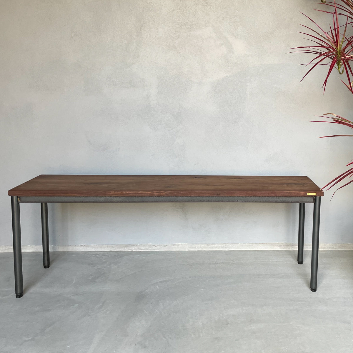 ダイニングベンチ、ベンチ、無垢材とアイアン脚のベンチ