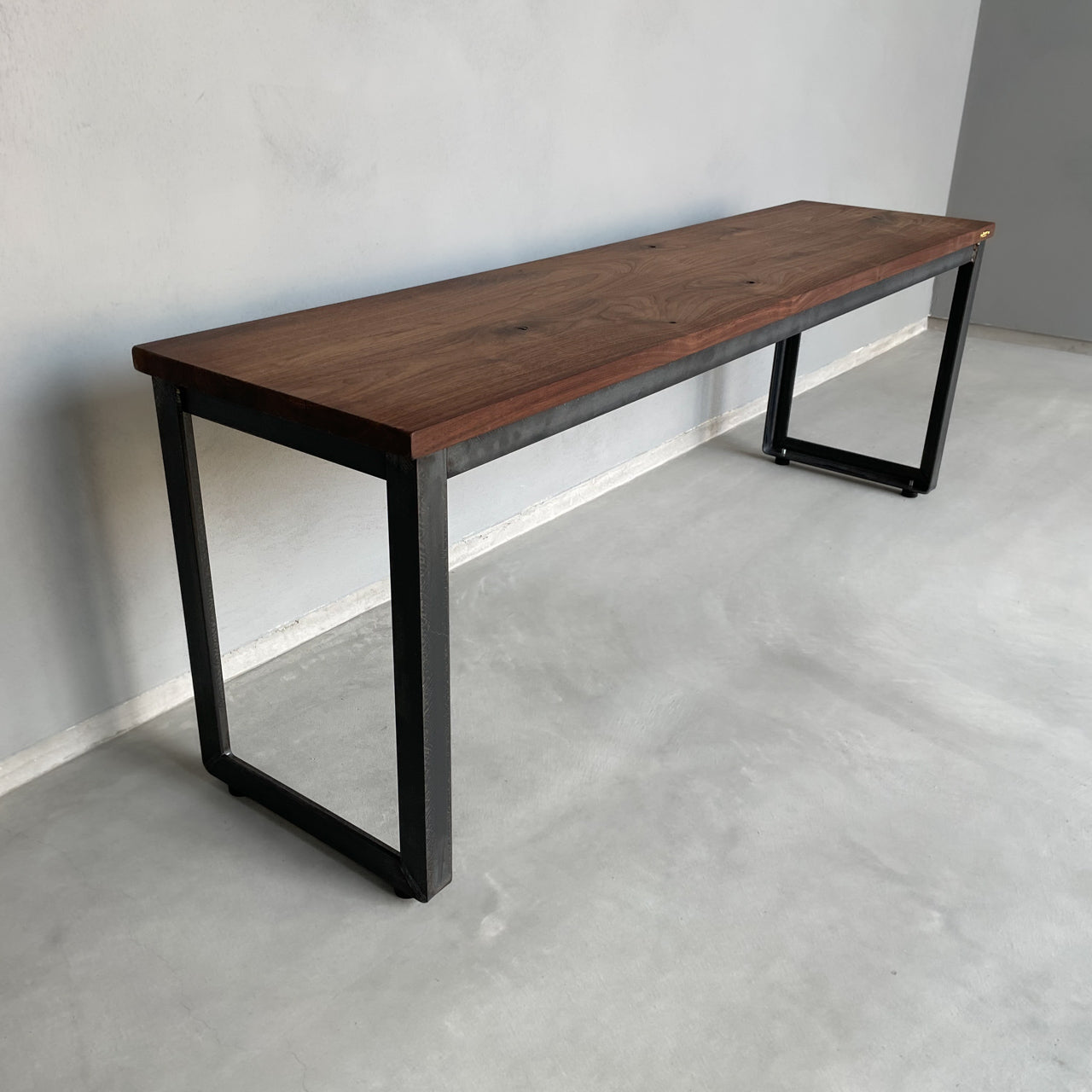 ダイニングベンチ、ベンチ、無垢材とアイアン脚のベンチ