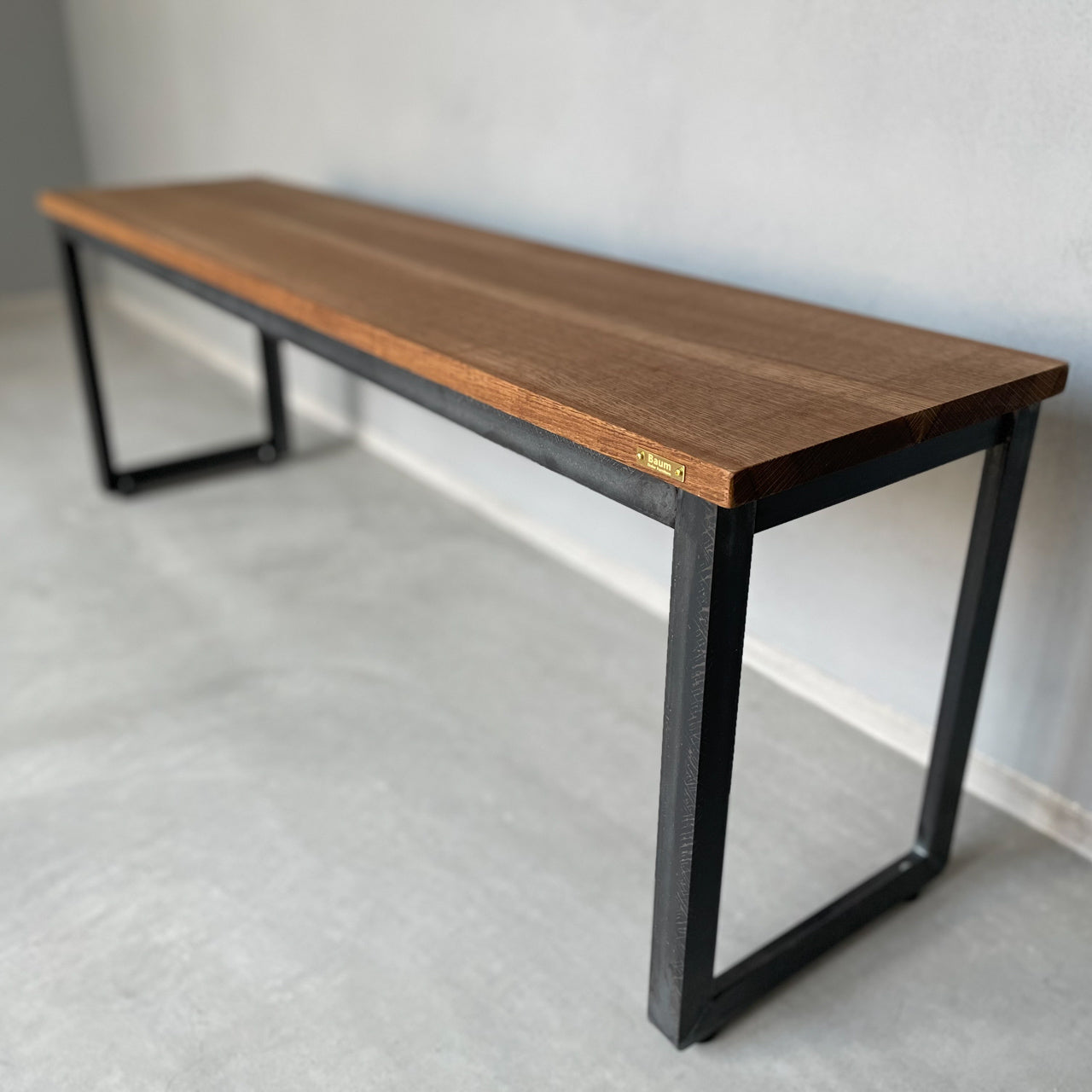 ダイニングベンチ、ベンチ、無垢材とアイアン脚のベンチ