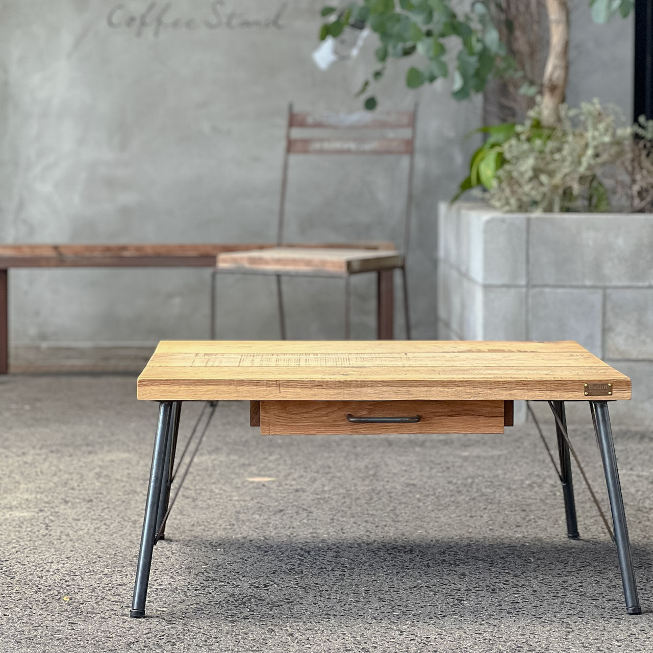 【リメイクアウトレット品】Remake Oak Drawer Low Desk