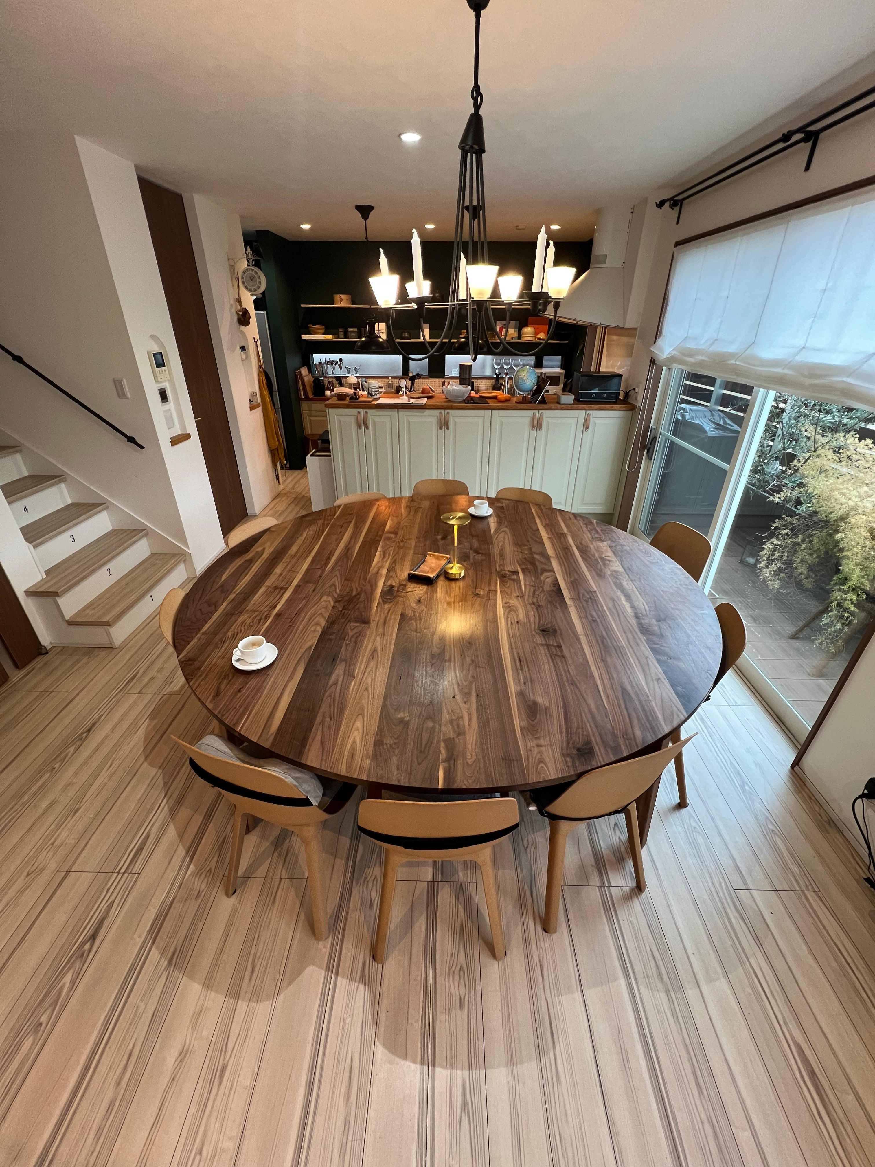 w-163 ウォールナットラウンドテーブル 2200Φ 丸テーブル